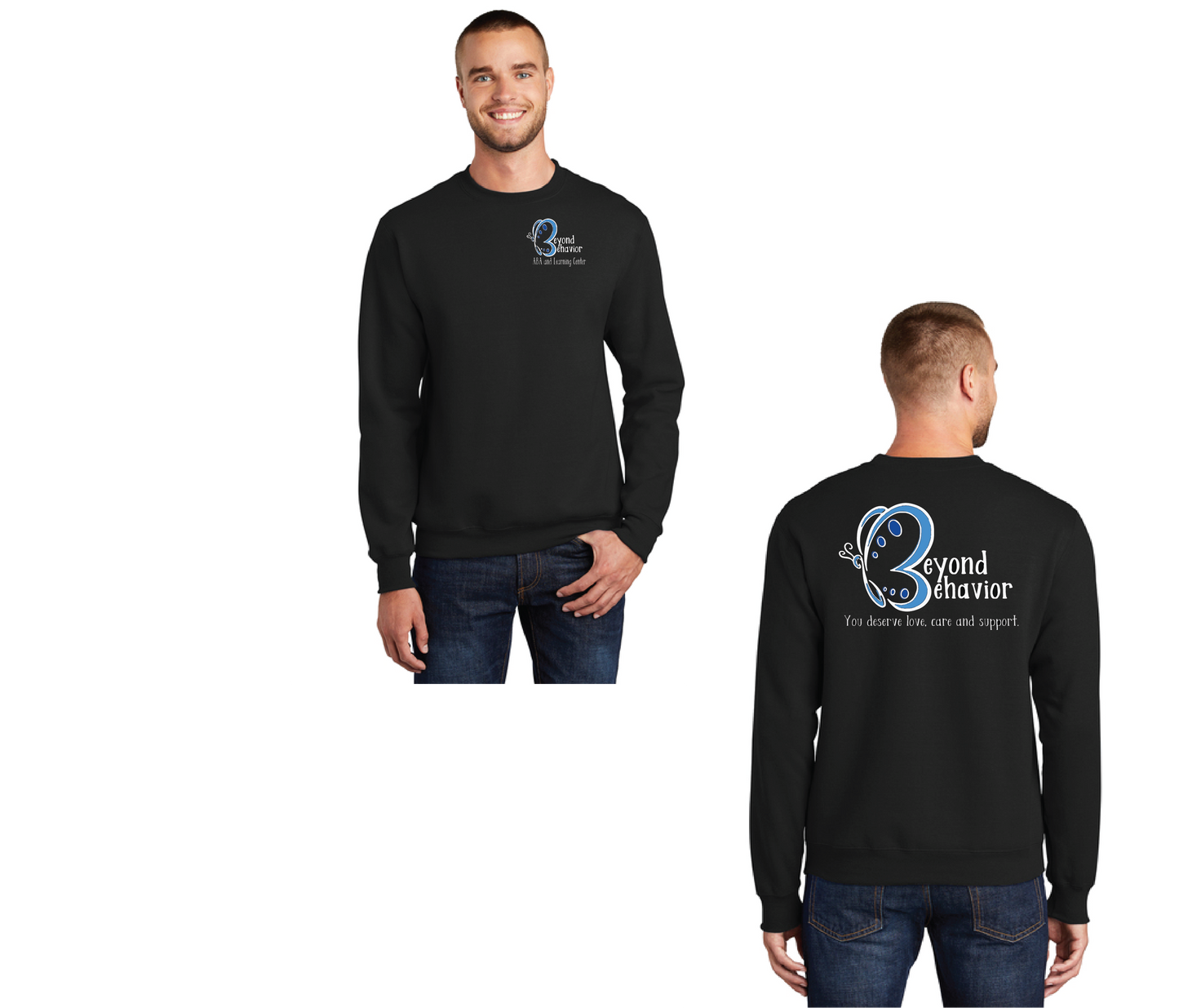 Front & Back Logo Port & Company® Essential Fleece Crewneck Sweatshirt