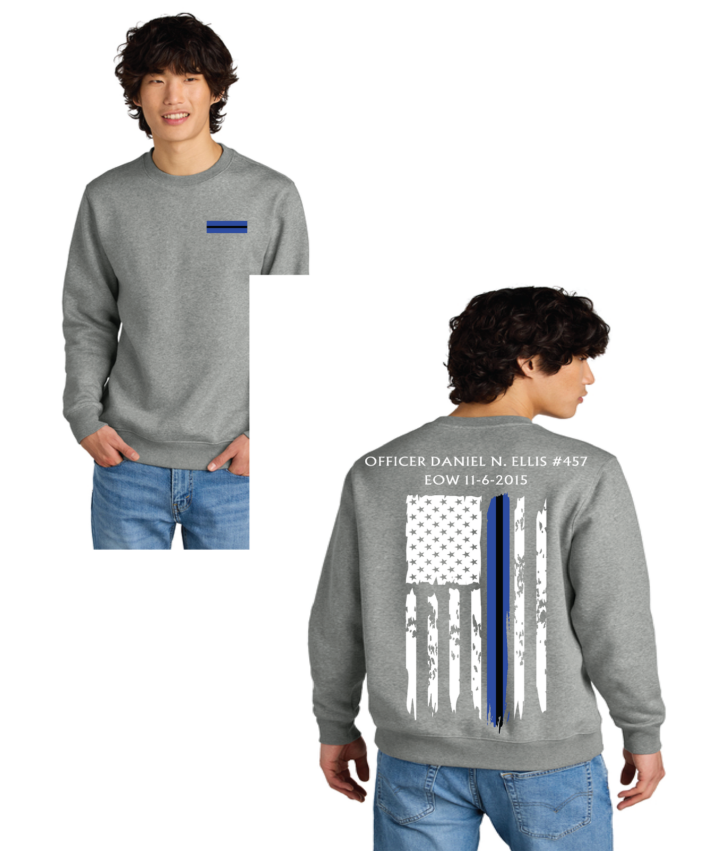 Officer Ellis EOW Flag District® Perfect Weight® Fleece Crew