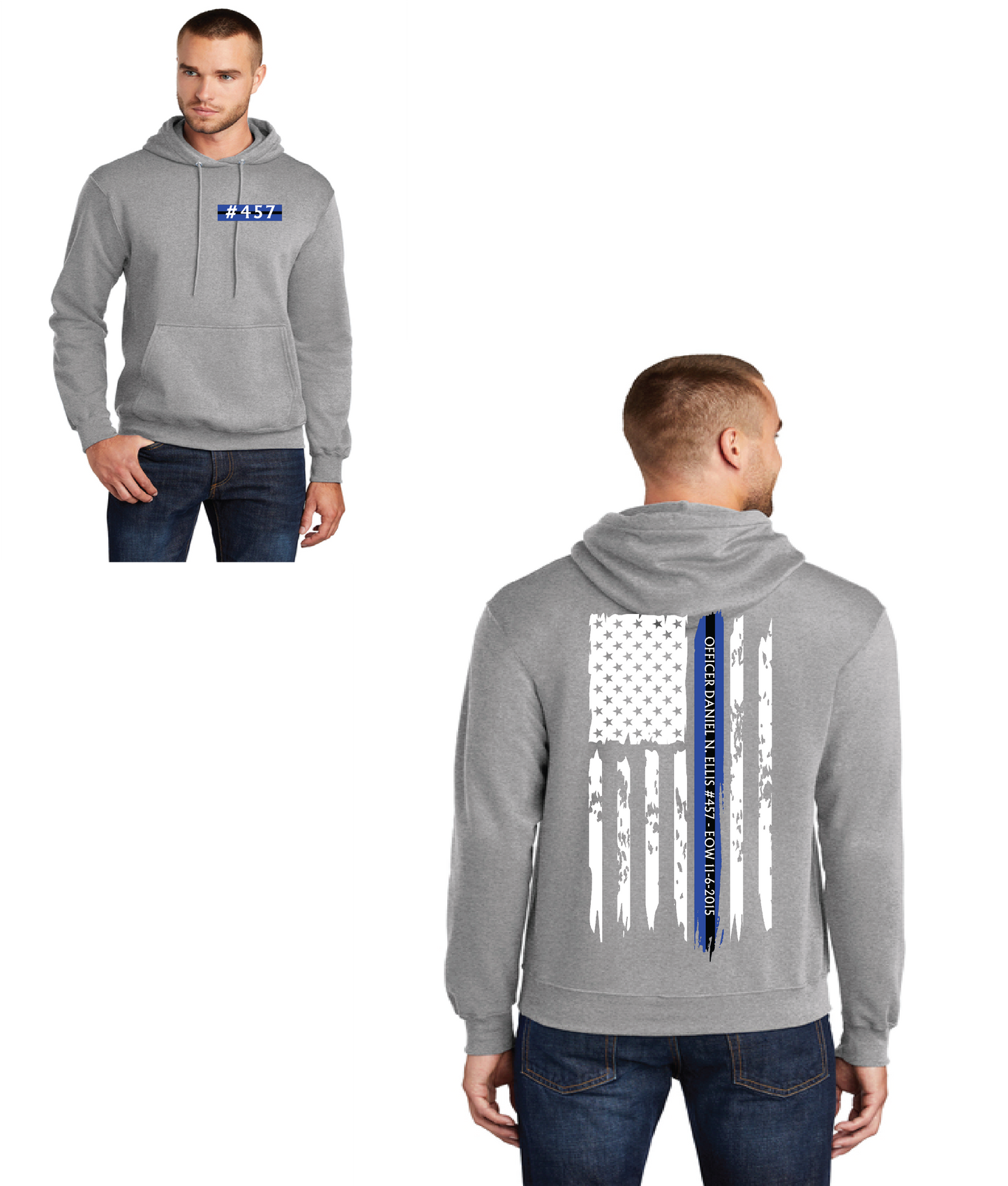 Officer Ellis 457 EOW Port & Company® Core Fleece Pullover Hooded Sweatshirt