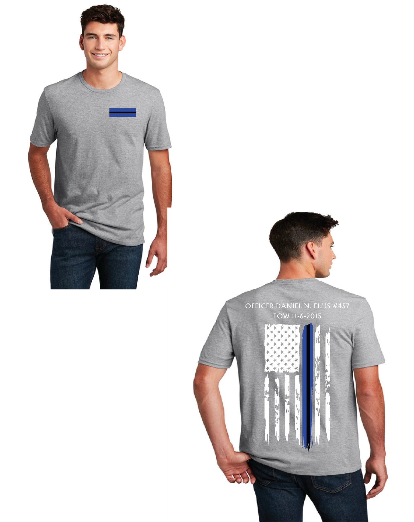 Officer Ellis EOW Flag District® Perfect Blend® CVC Tee