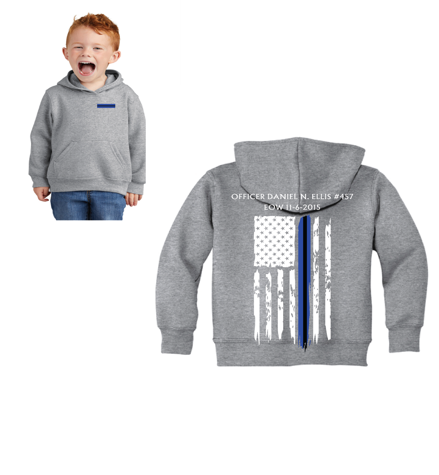 Officer Ellis EOW Flag Port & Company® Toddler Core Fleece Pullover Hooded Sweatshirt
