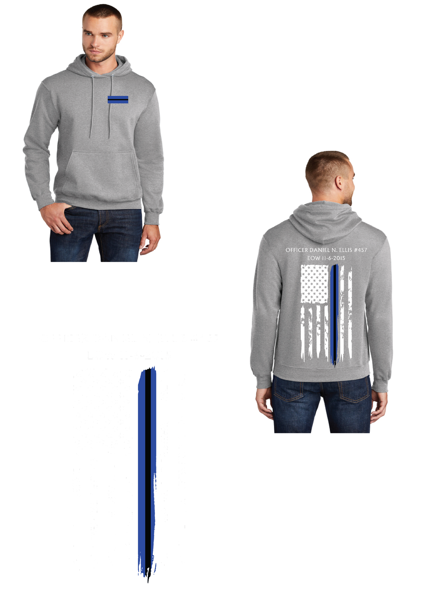 Officer Ellis EOW Flag Port & Company® Core Fleece Pullover Hooded Sweatshirt