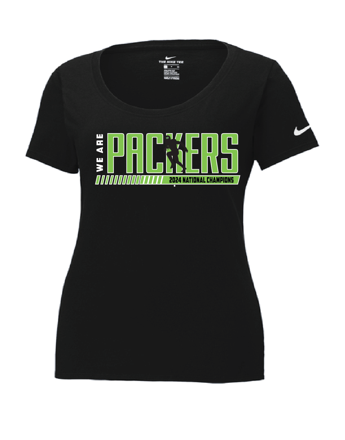 We Are Packers National Champs 2024 Nike Women's Dri-FIT Cotton/Poly Scoop Neck Tee